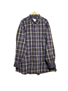 Roper Western Cowboy Shirt Button Men Size 2XL Purple Plaid Flip Cuff Workwear